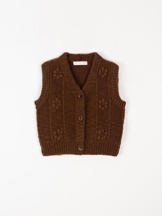Appliquer knit vest (Brown)