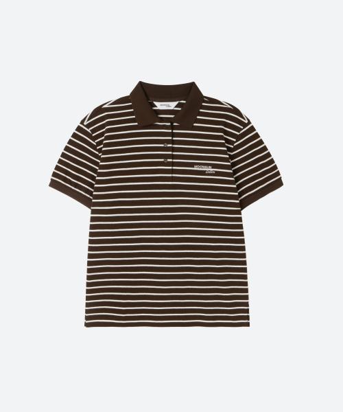 M.C UNISEX, Stripe PK Half Shirt / Chocolate