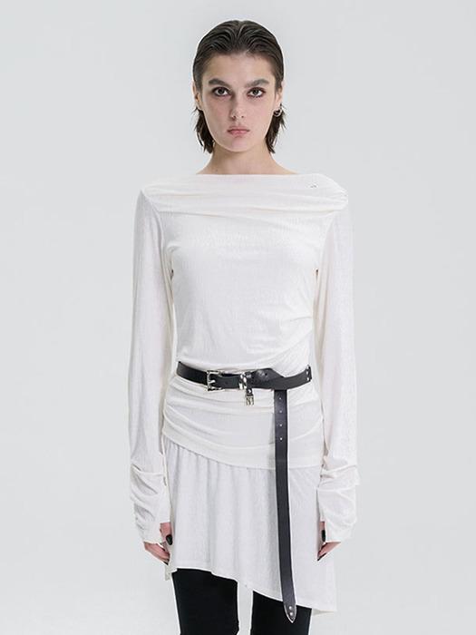 Draped Jersey Long Sleeve [ White ]
