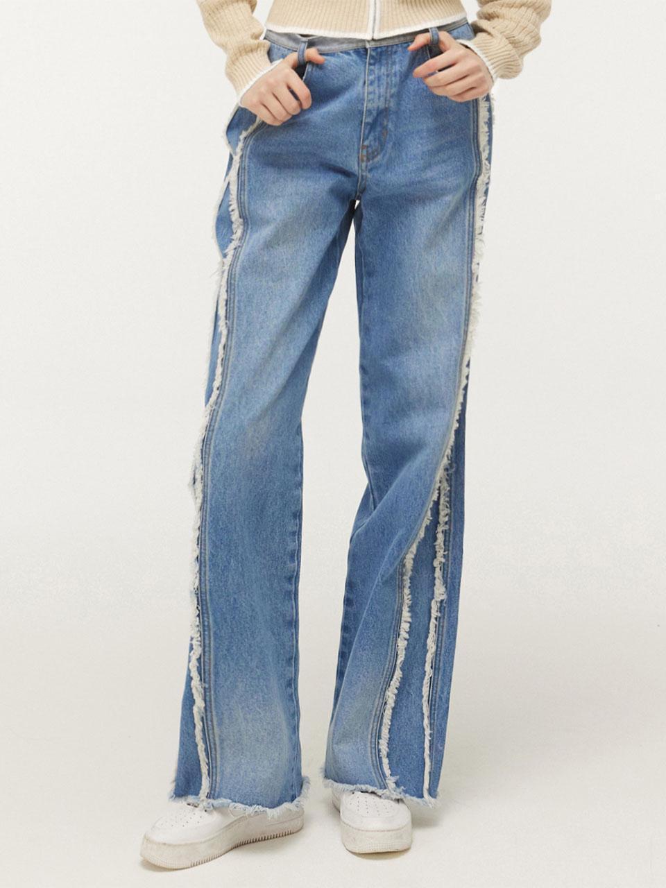 [23SS] 프린지 디테일 데님 팬츠_LIGHT BLUE