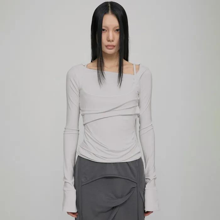 Layered Bustier Long Sleeve (FL-105_Cloud White)