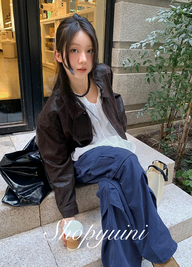 유이니 [오늘출발] Rust half leather jacket (2color)