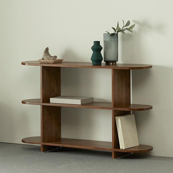 ★윈터세일★우디 라운드 원목 선반장 북쉘프(800/1200)