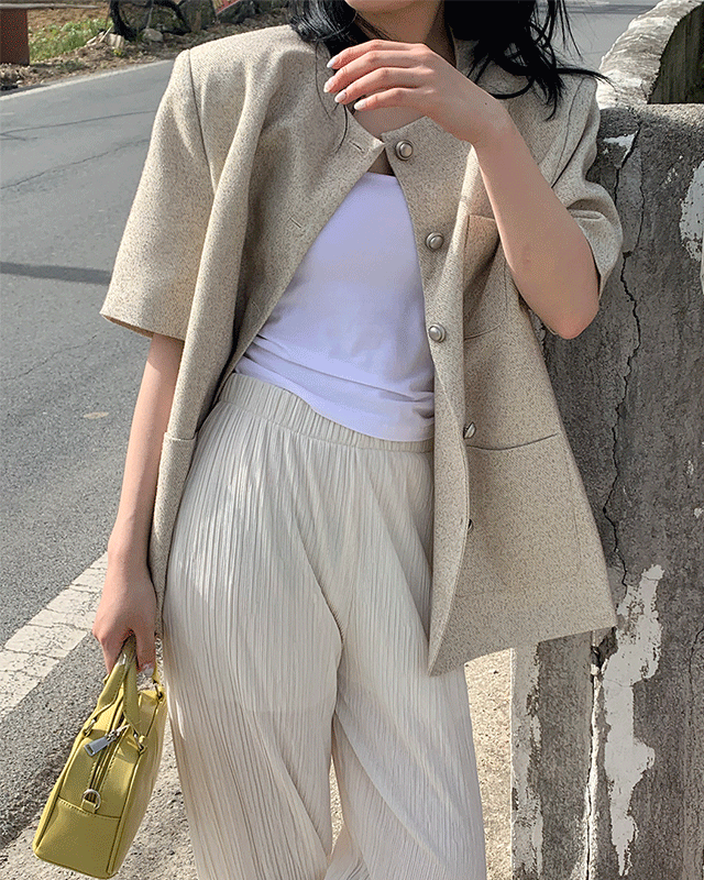 오버핏 반팔 트위드 자켓 (3color)