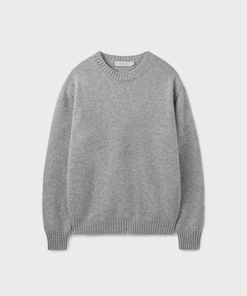 CASHMERE WOOL CREWNECK KNIT [MELANGE LIGHT GRAY]