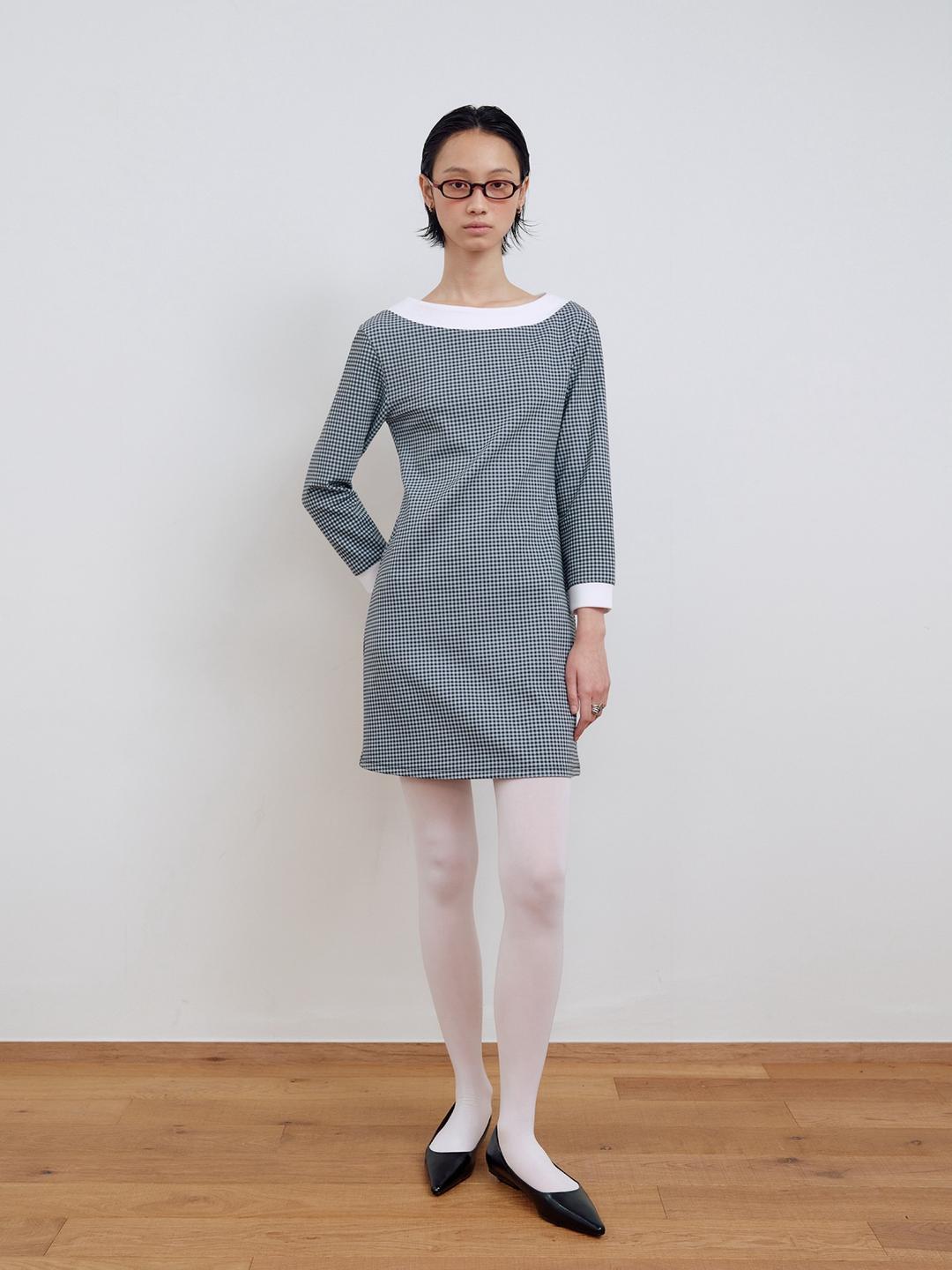 [2차리오더] LINE MINI DRESS_BLUE CHECK