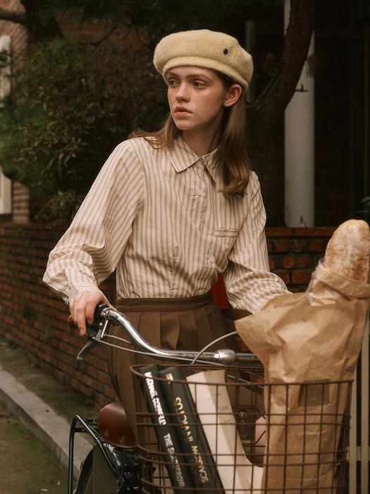 Striped slim shirt BEIGE