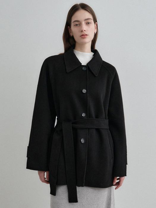 캐시미어 울 핸드메이드 하프 코트 블랙 MDCT013BLACK