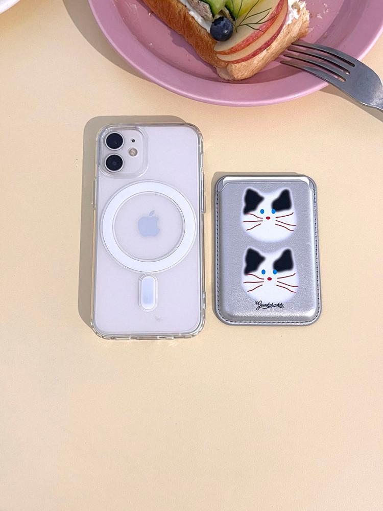 구디버디, 기본맥세이프+실버 스팟 태비 카드 포켓 세트