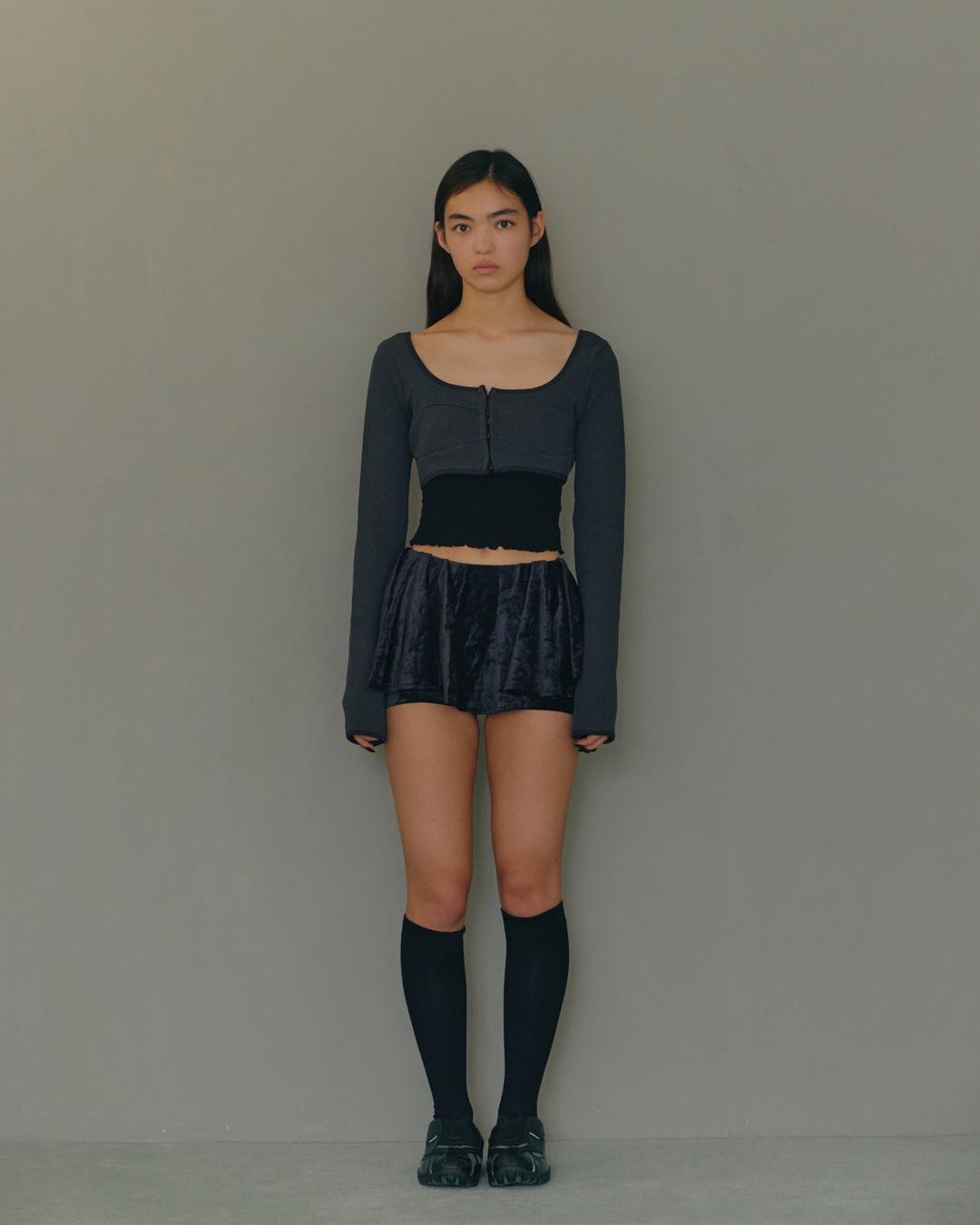 Hook & eye Bolero Cardigan(Charcoal)