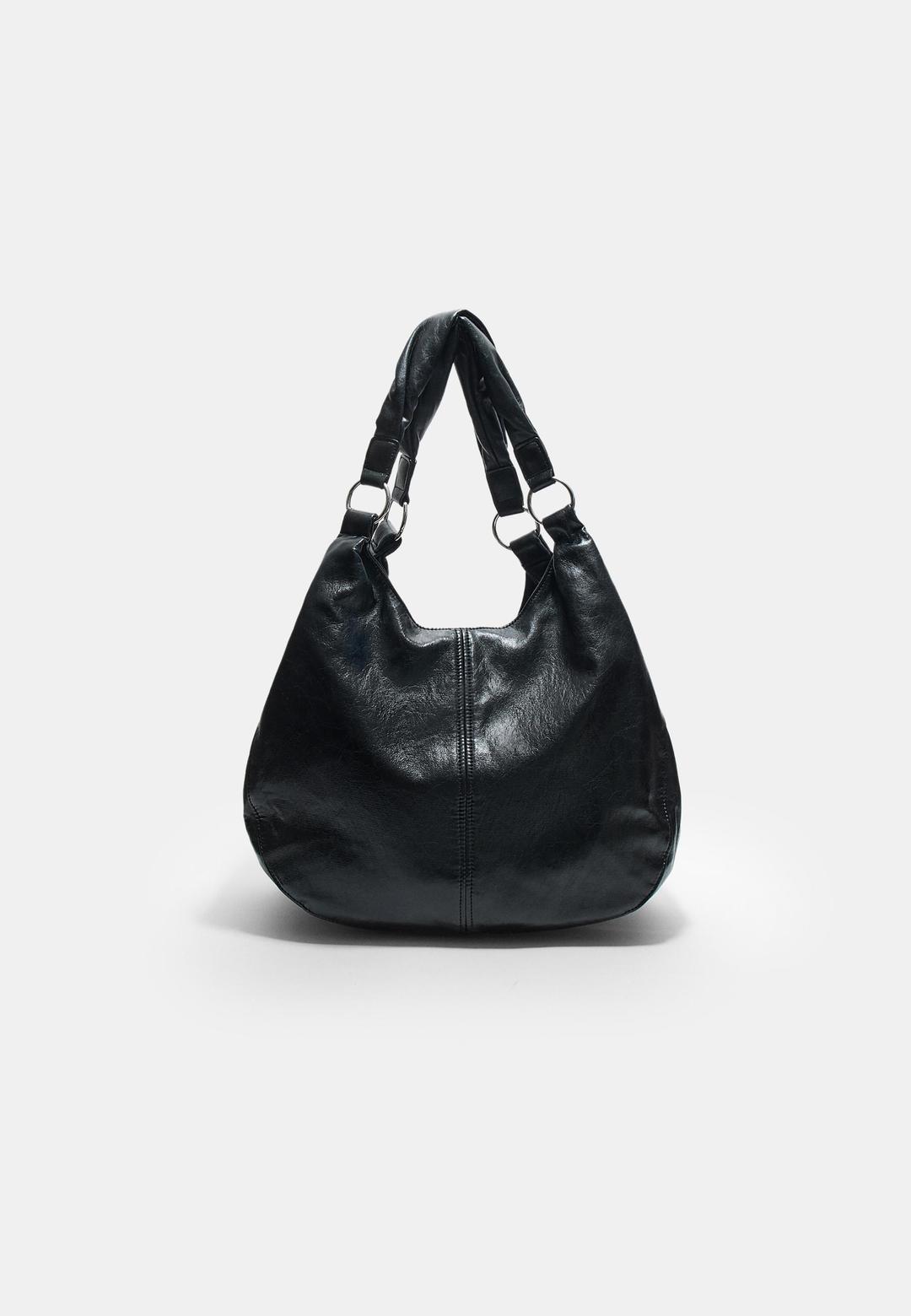 Leather effect top handle bag