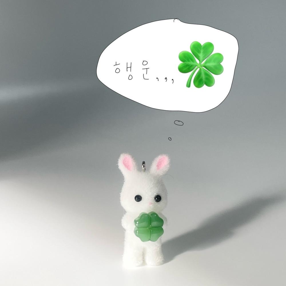 행운 네잎클로버 고양이 토끼 키링