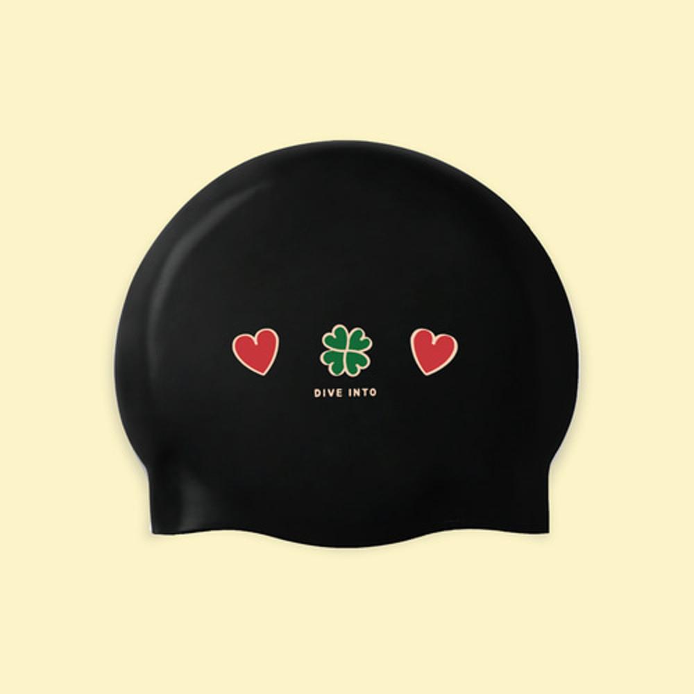 하트클로버 노링클 실리콘수모 블랙 수영모자