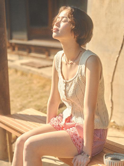 Lacy Crochet Sleeveless[3 COLOR]