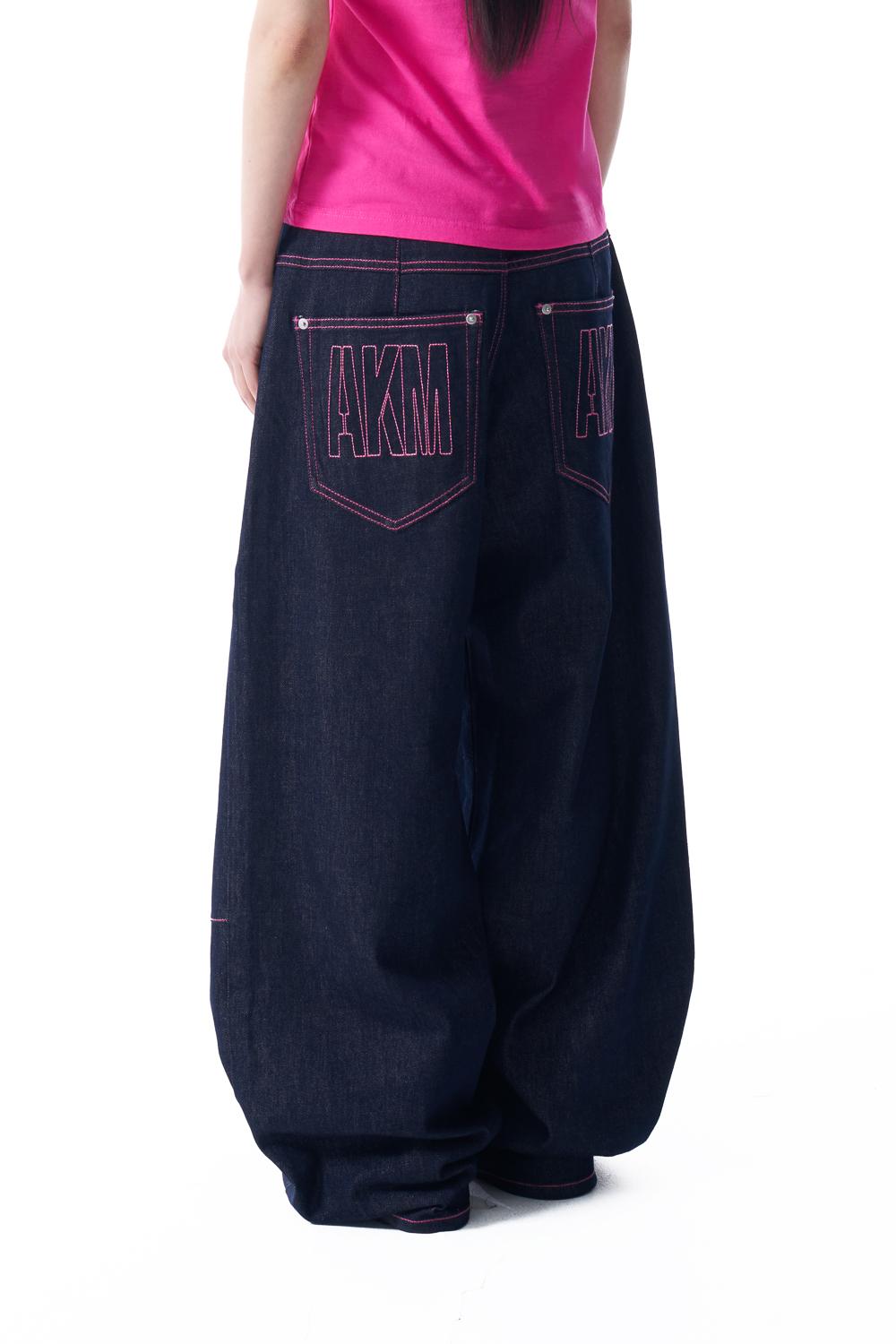 [4.28 예약배송] Stitched Denim Pants (Dark Blue)