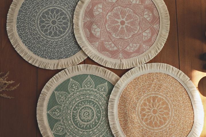 보헤미안 라운드 코튼 로프 도일리 원형테이블매트_보니타 4색상