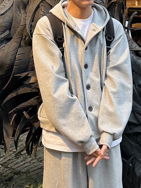 Unisex button hood jacket