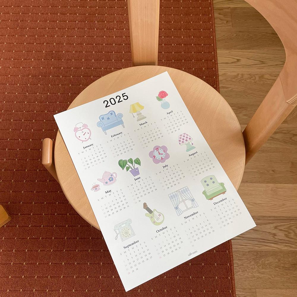 위시룸 2025년 감성 벽 달력 연력 인테리어 한장 포스터 (my mini room)