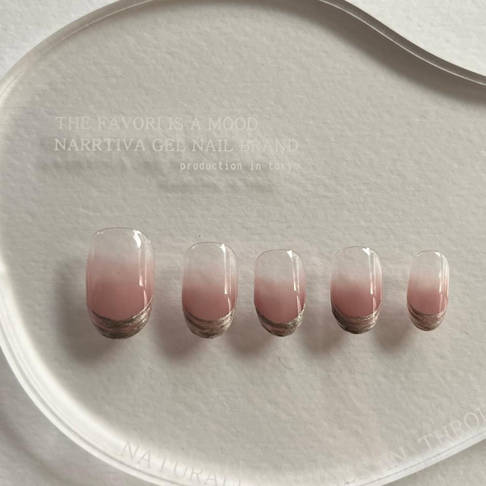 로즈 실버 프렌치네일 수제네일팁 그라데이션 유니크 드로잉 메탈 가을