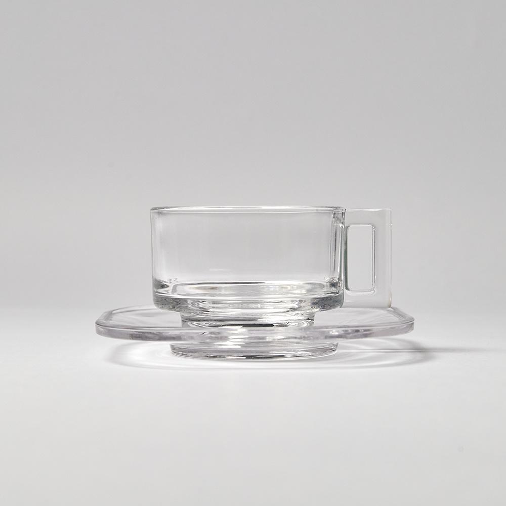 ARNO GLASS CUP AND SAUCER/CLEAR
