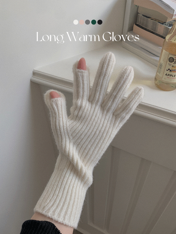 [☃겨울필수/5천장돌파] 오프닝 롱 골지니트장갑 - 6 color