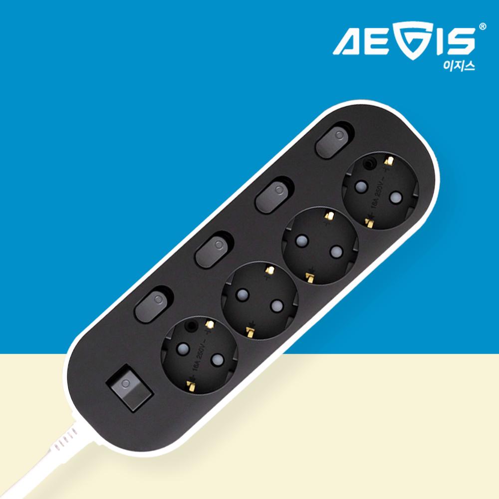 이지스 프리미엄 화재예방 자동소화멀티탭2 멀티콘센트 개별절전 4구 1.5미터