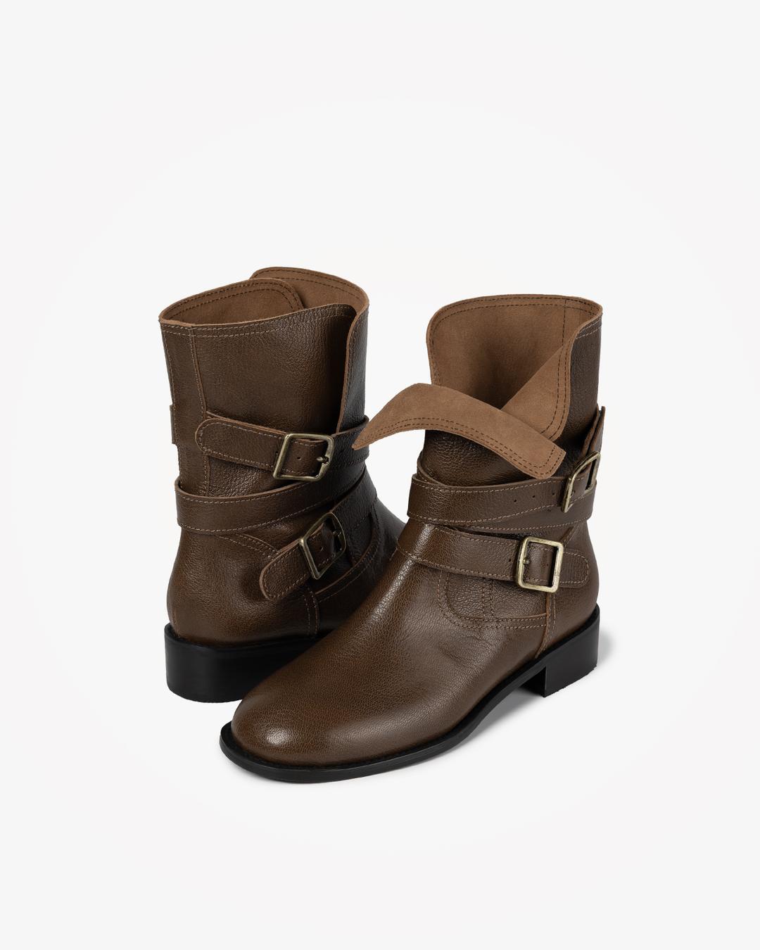 90S VINTAGE ANCLE BOOTS (BROWN)