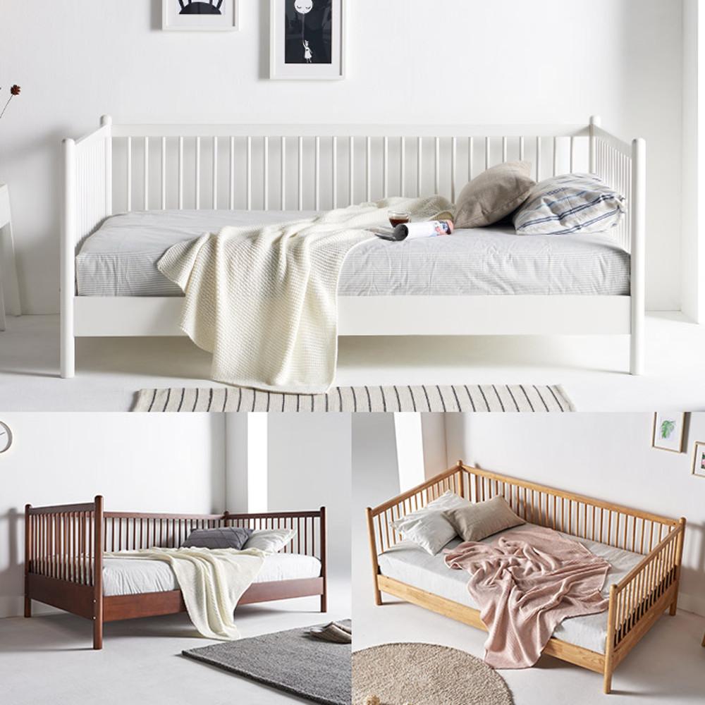 까사레브 빌리 데이베드 저상 평상형 침대프레임 A형 고무나무원목 슈퍼싱글