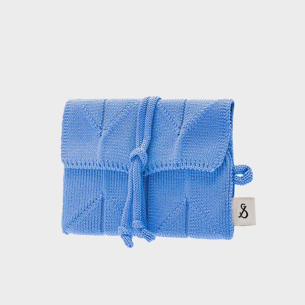 Lucky Pleats Knit Card Wallet Cerulean Blue