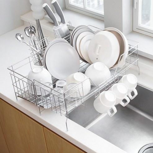 스텐릭 스텐304 폭조절 식기건조대 중형 틈새 물빠짐 주방 싱크대 설거지 건조대, 중형(47CM)