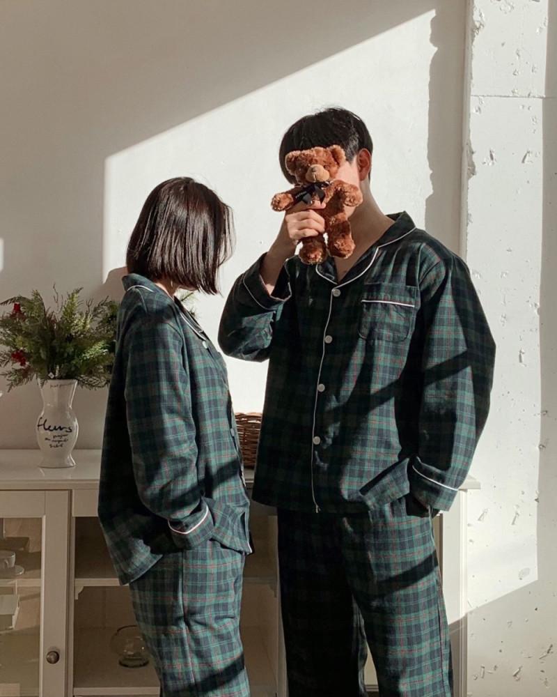 [MADE] 윈터 체크 커플잠옷 피치기모 크리스마스 파자마 파티