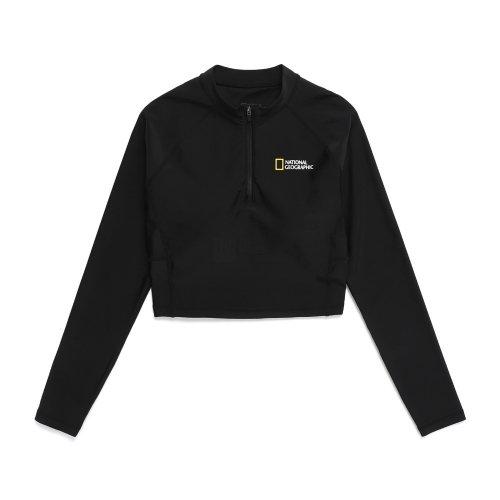 N232WRG610 여성 반집업 크롭 래쉬가드 CARBON BLACK