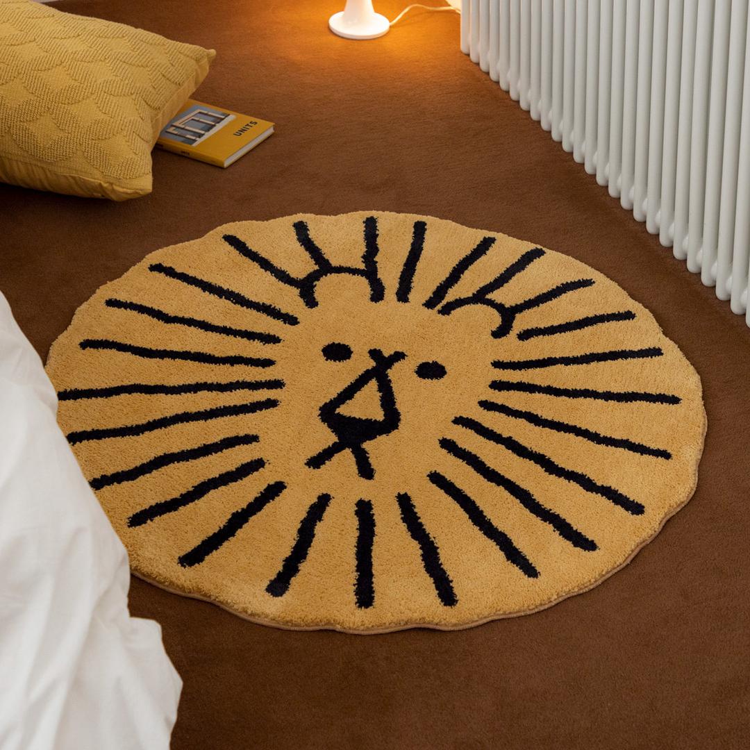 LION RUG - BLACK LINE ON BROWN