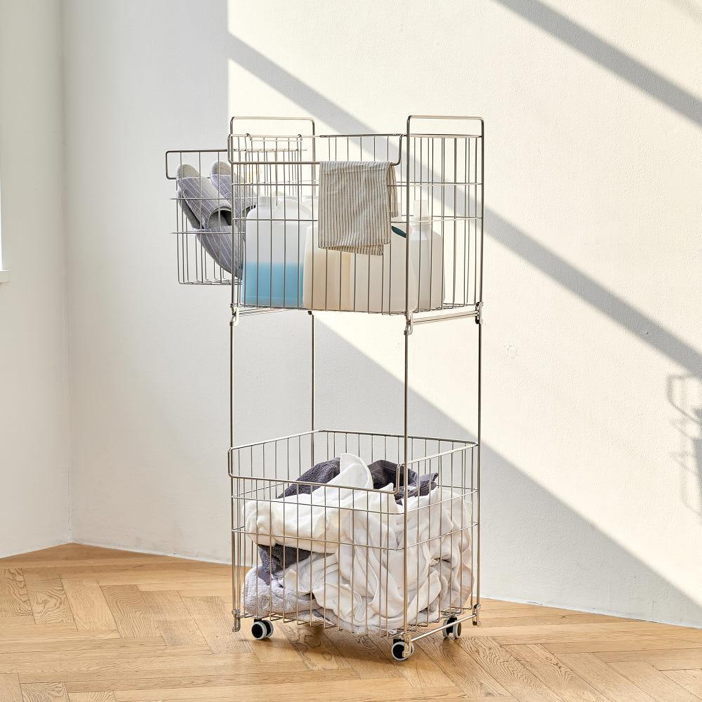 [N배송] JBJ 비블레스 이동식 올스텐 304 빅사이즈 세탁바구니 138리터 A+B+측면바스켓 [바퀴포함] 