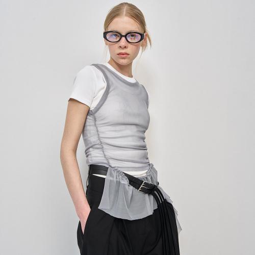 MESH FRILL SLEEVELESS TOP