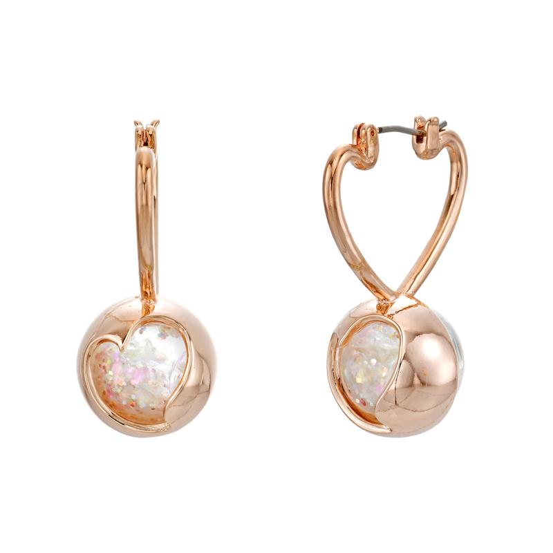 롤링 하트 스노우볼 귀걸이 White