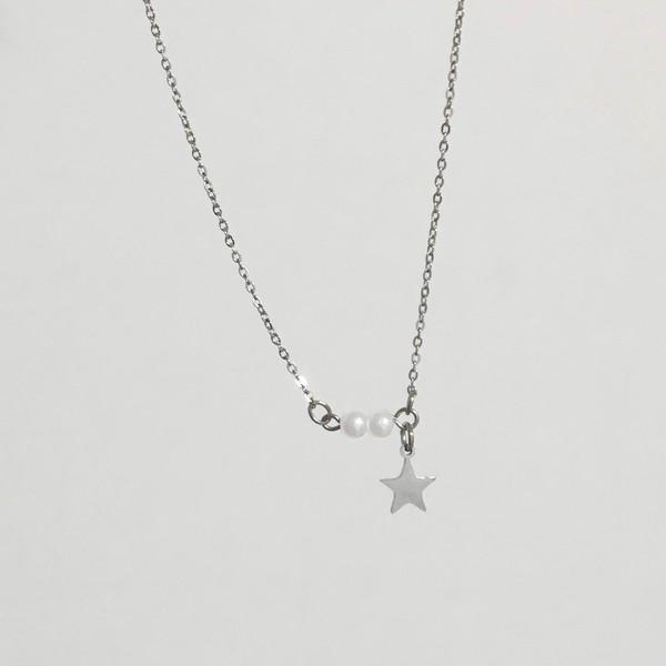 레이어드 진주 별 목걸이
