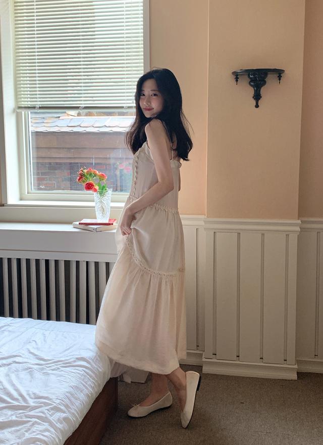 밀크코코아 Pure layered maxi dress