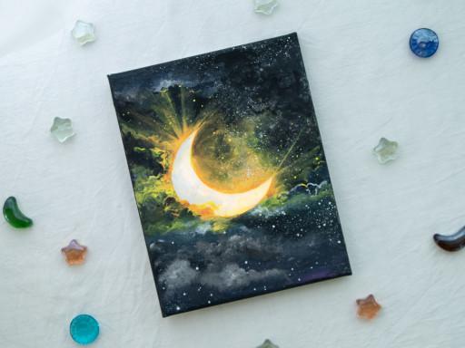 밤하늘 달 LED 그림 무드등