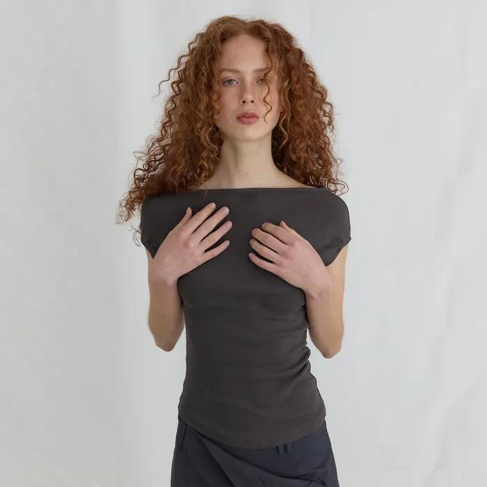 [19TH RESTOCK]DRAPE CLASSIC TOP - CHARCOAL