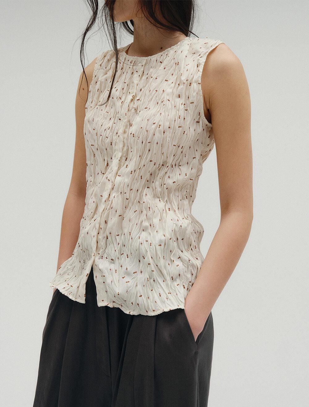 [6월2일 예약배송] BOHEMIAN PRINTING PLEATED VEST [IVORY]