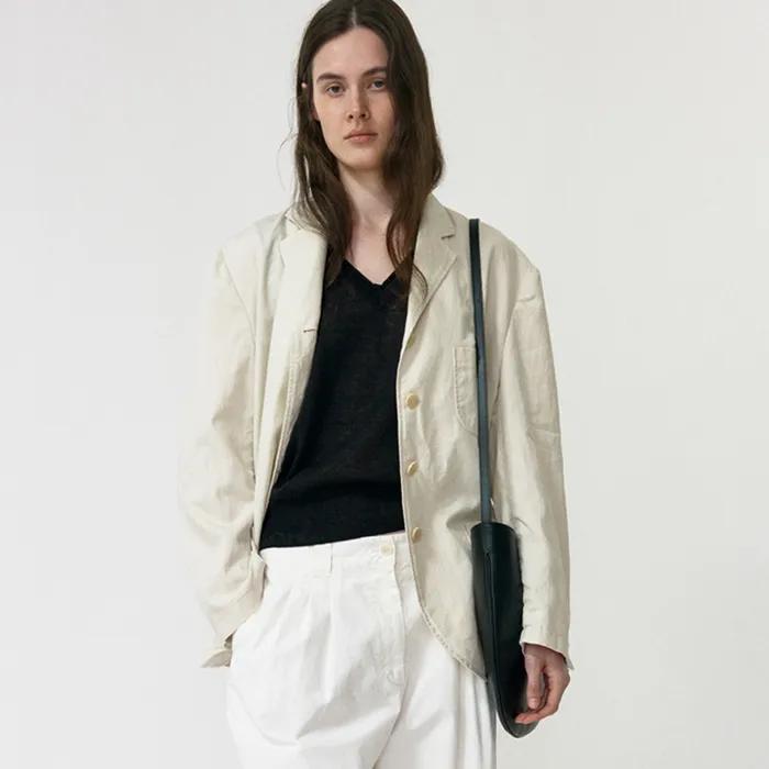 Mild Oversized Linen Jacket (ivory)