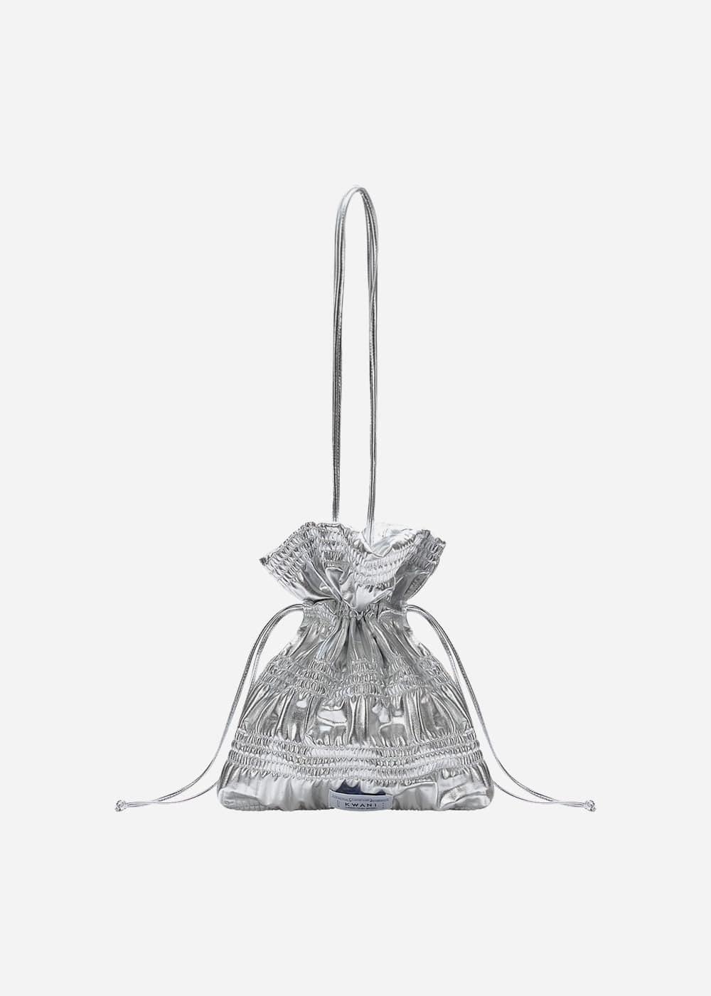 Crinkle Shoulder Bag Silvery Silver