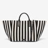 The Lisbon Tote - One Size / black striped cotton canvas