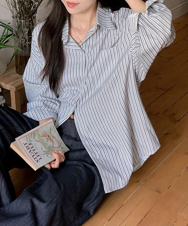 쇼퍼랜드 [기획][봄옷][얼리 스프링]센텀 스트라이프 오버핏 어텀 긴팔 셔츠 (4color)