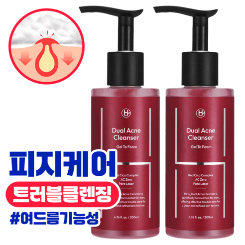 히이즈 여드름 기능성 지성피부 듀얼 아크네 클렌저, 200ml, 2개