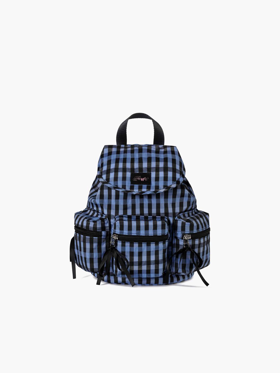 BERRY POCKET BACKPACK - CHECK BLUE