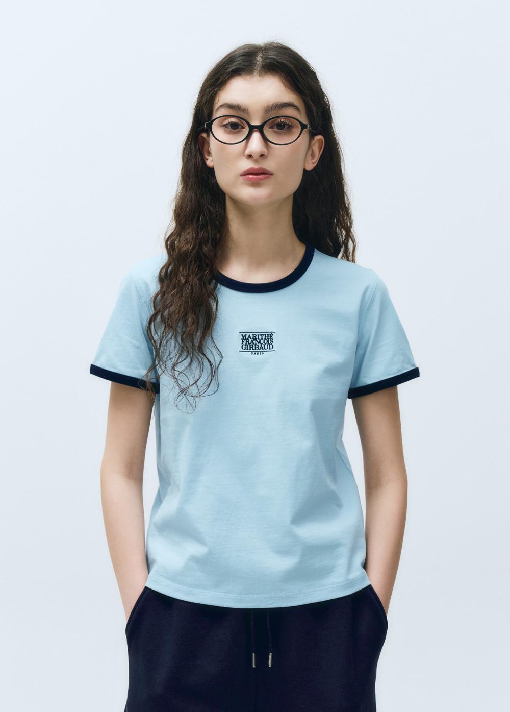 [M사이즈 5/2 예약발송] W CLASSIC LOGO RINGER TEE sky blue
