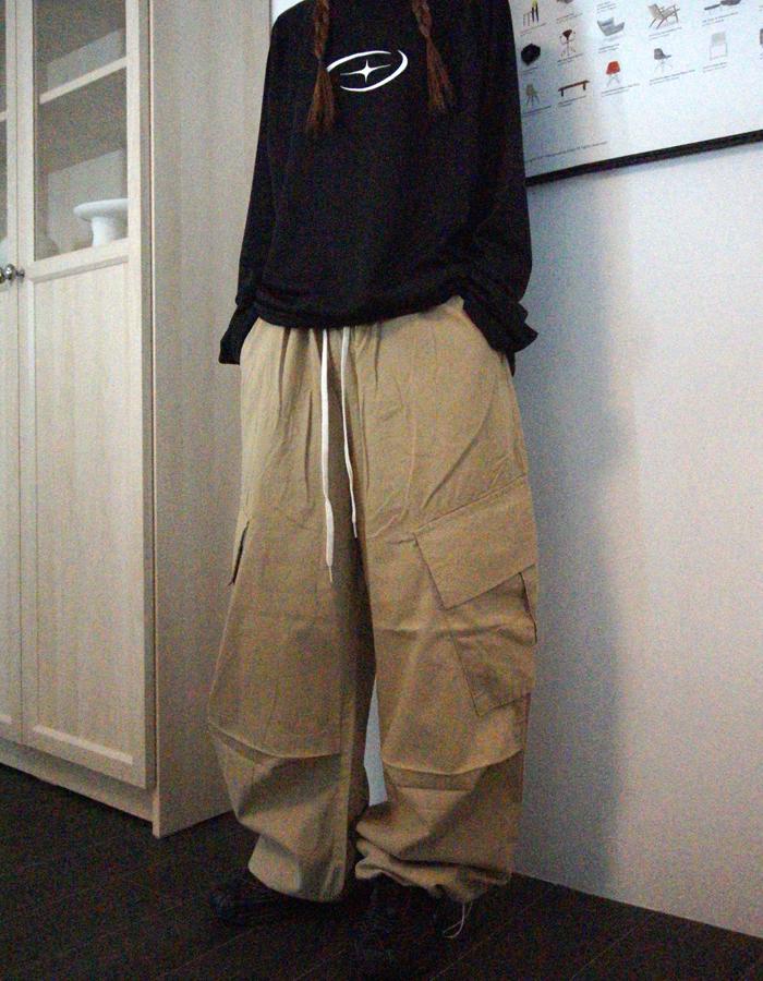 사선 벌룬 카고 팬츠