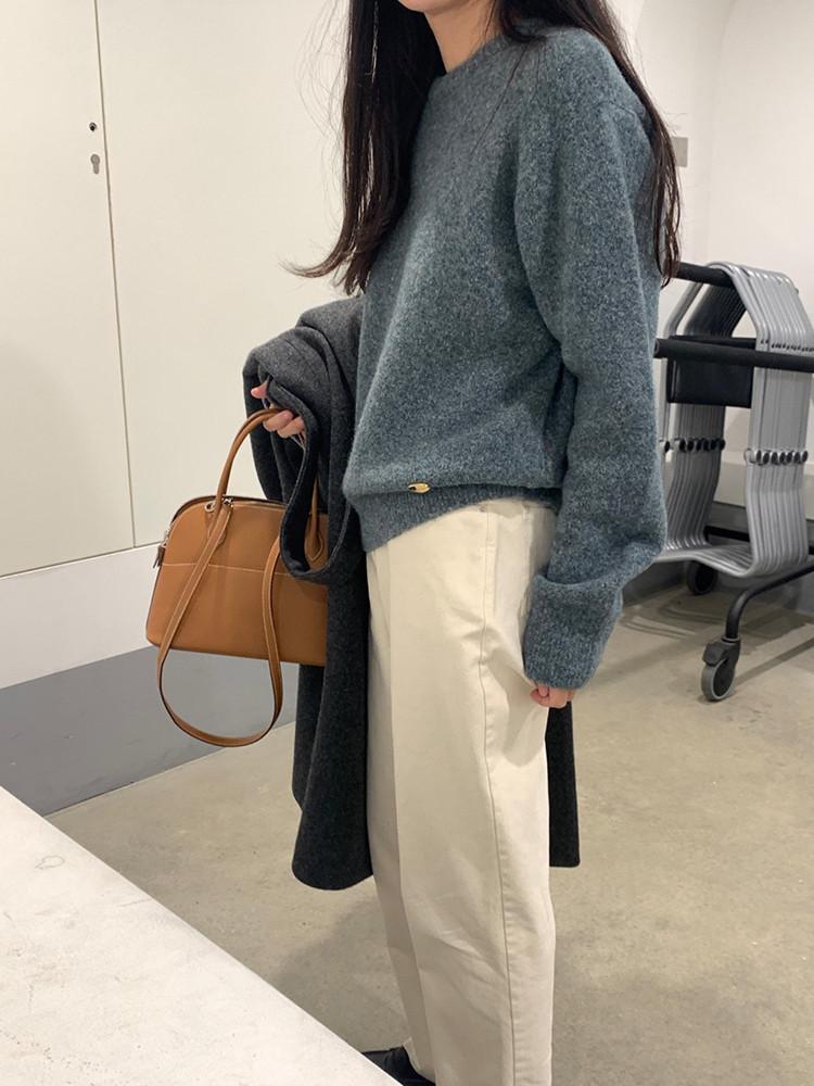 (아이,차콜당일) 언더슨 라마 라운드 니트 3color